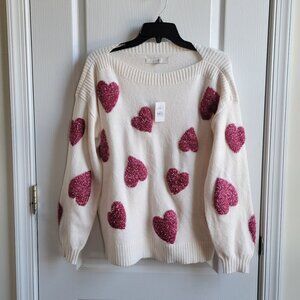 Ann Taylor Pink Tinsel Valentine's Day Sweater